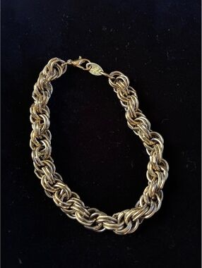 Vintage Trifari Gold Tone Byzantine Chain Link Bracelet 7.5”